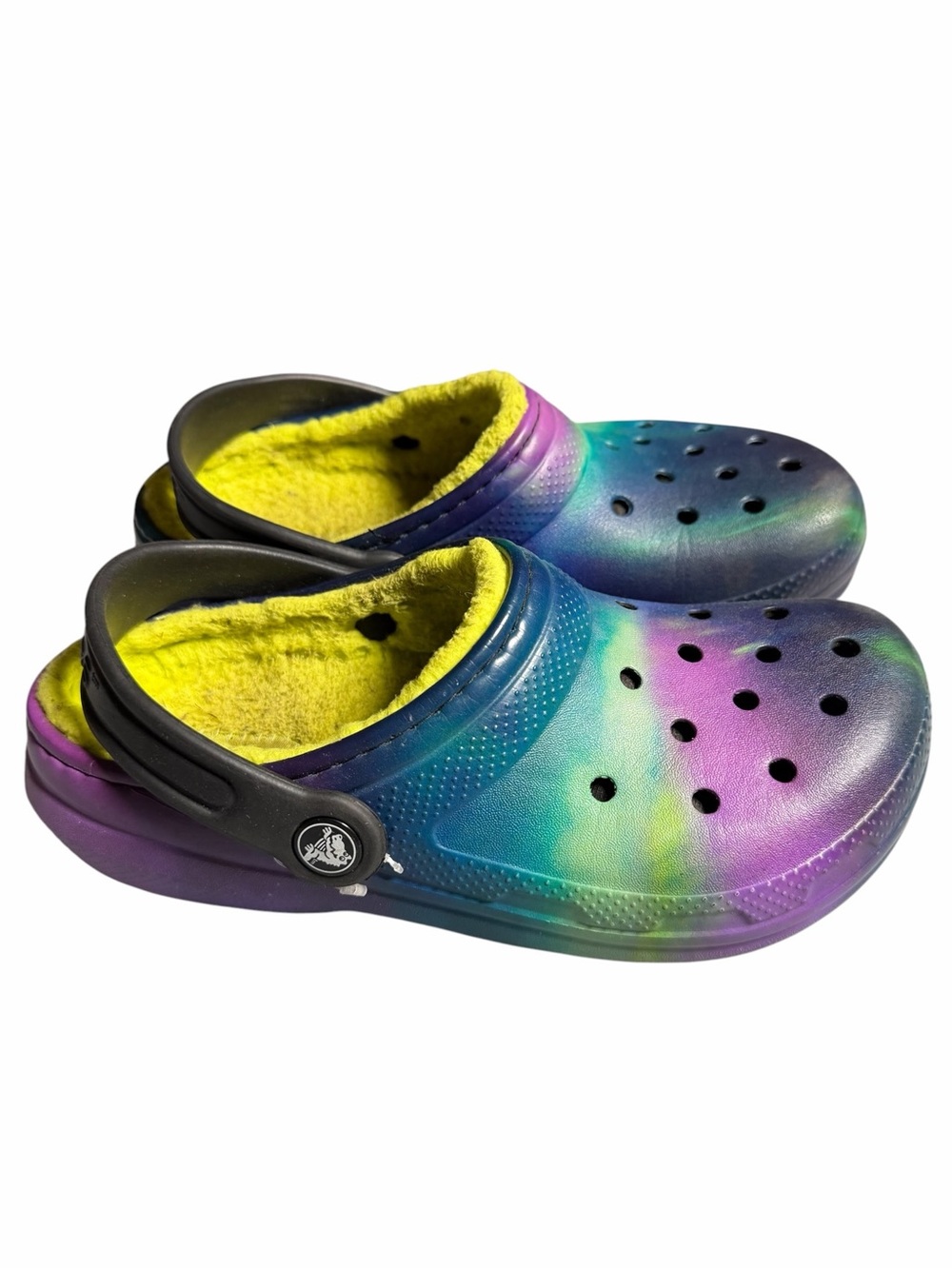 Kids Multicolor Fleece-Lined Clog - Purple/Blue/Green Size 2 J